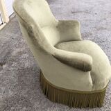 Green velvet toad armchair