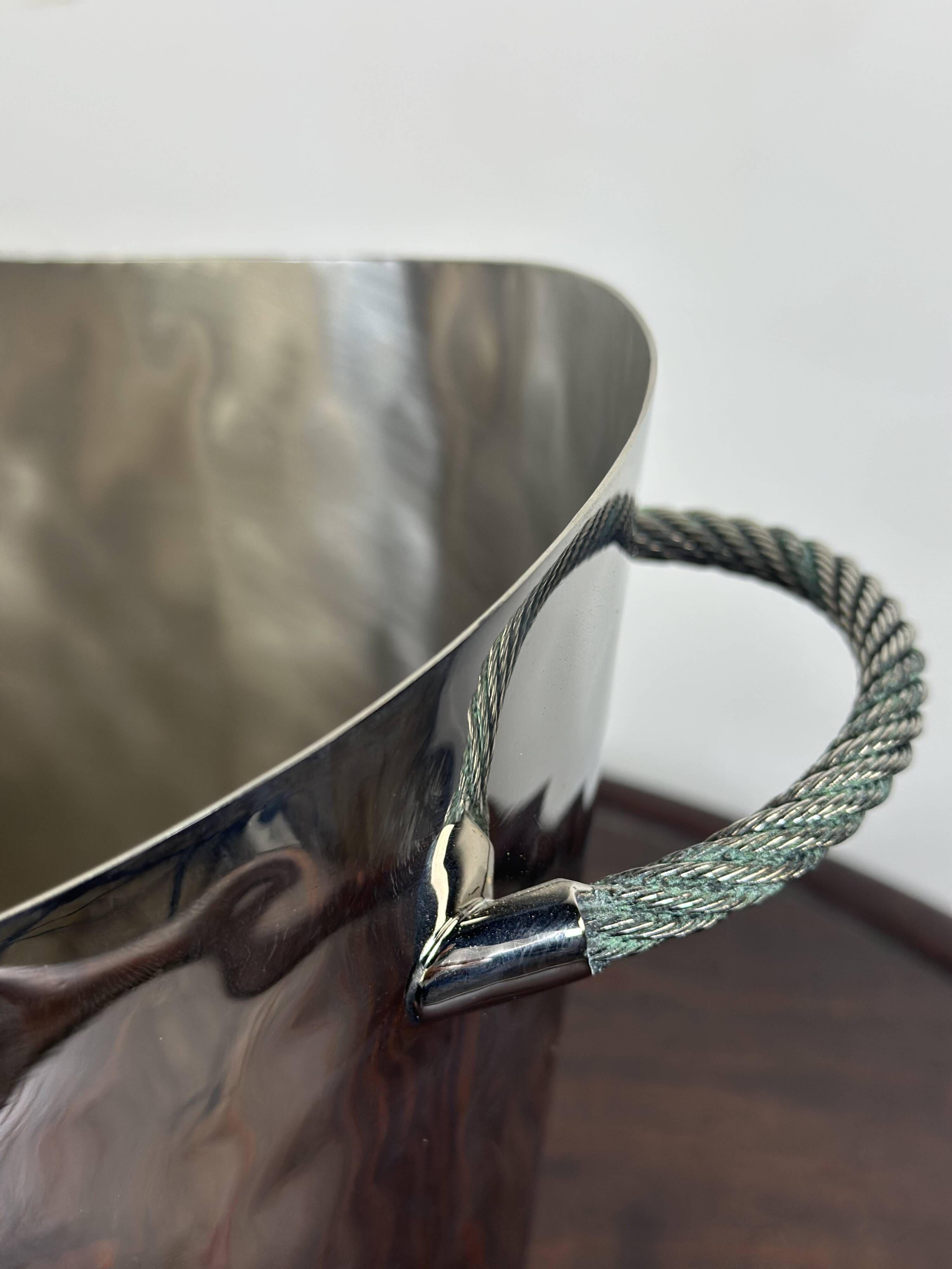 Silver-plated hammered and polished champagne bucket / basin