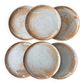 Set of 6 vintage stoneware plates - stoneware presentation plates