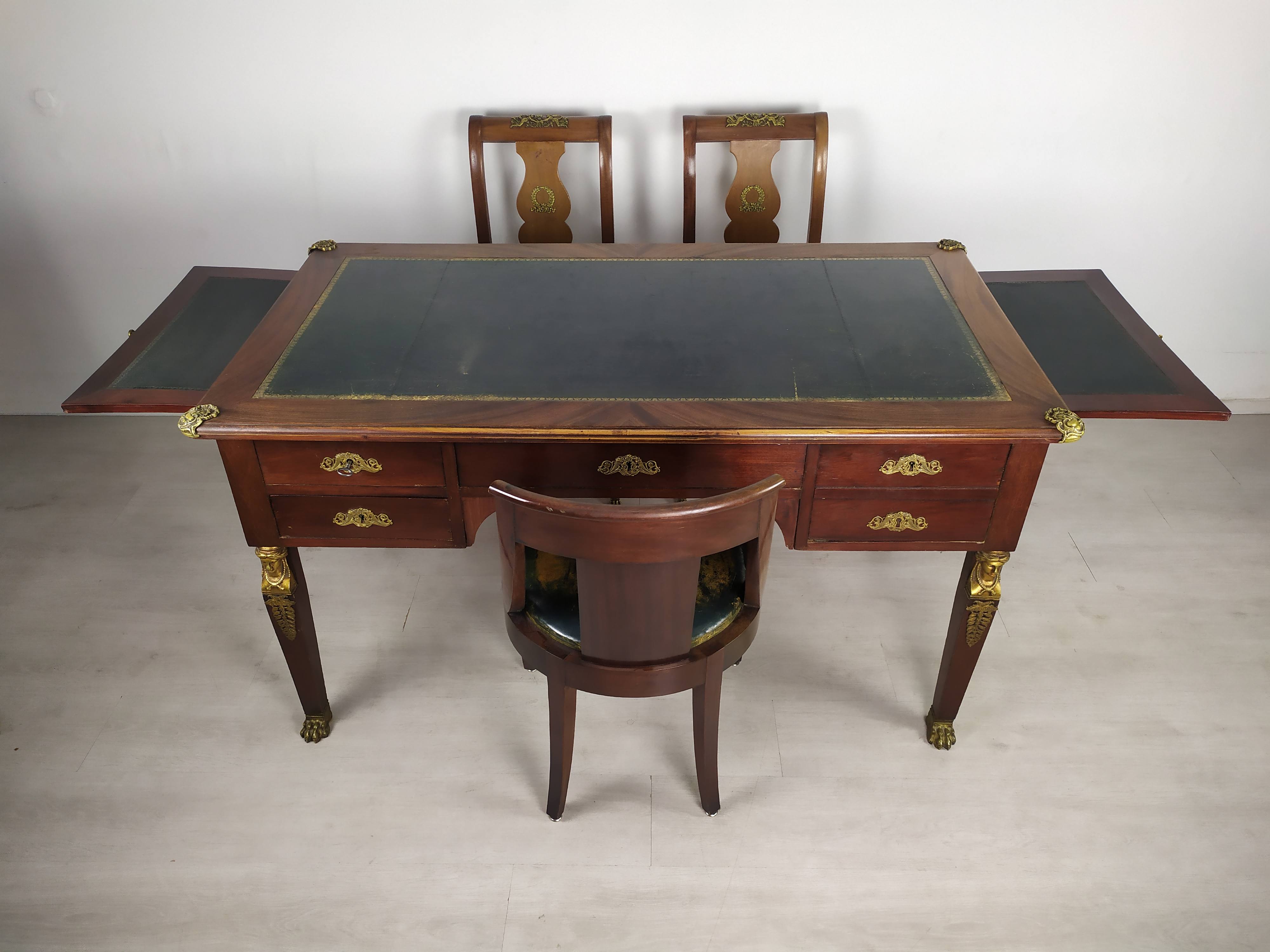 Empire-style desk and chairs