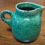 Glazed terracotta cream pot in Provence green