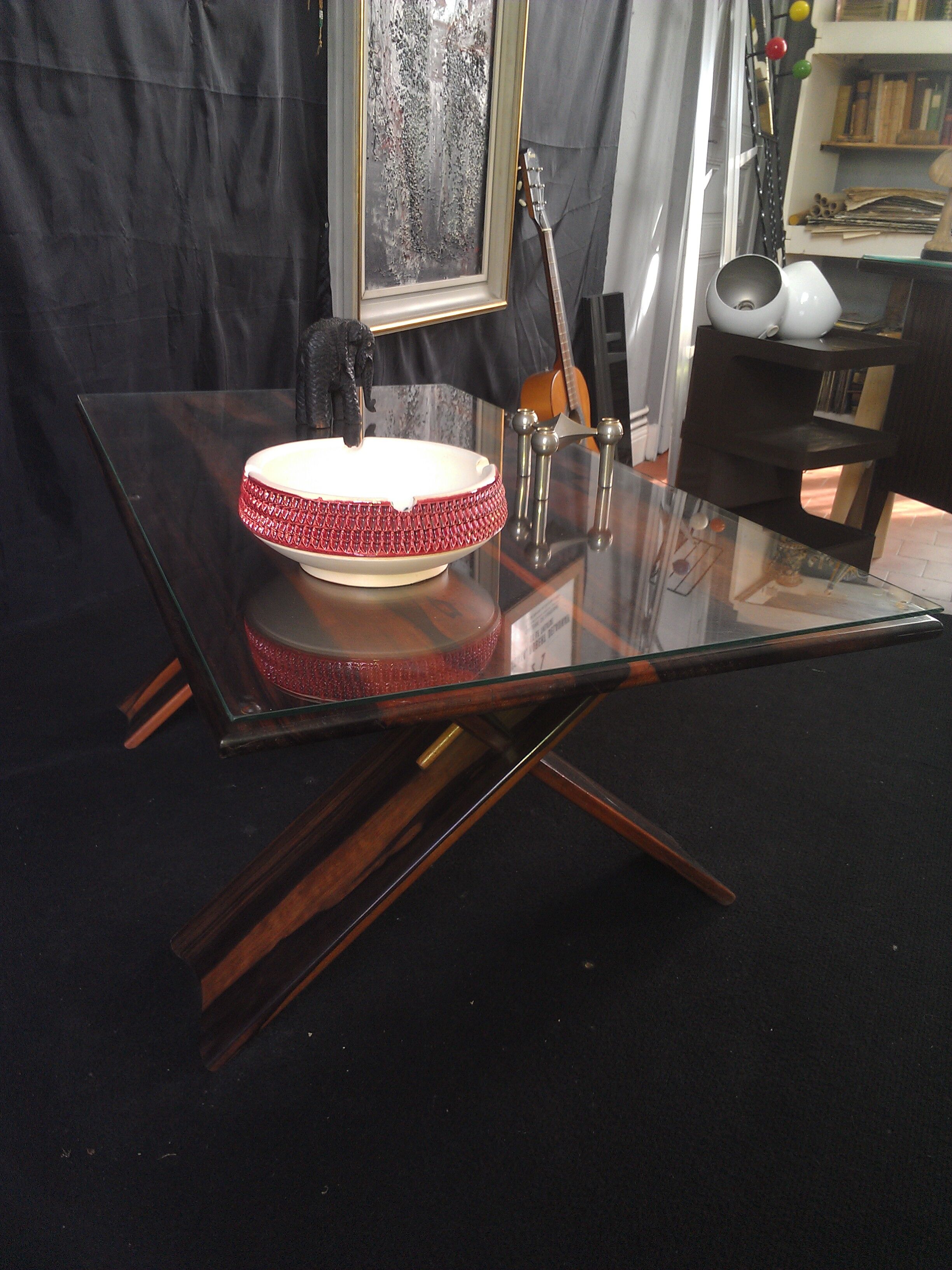 Coffee table in ebony from the 40s/50s