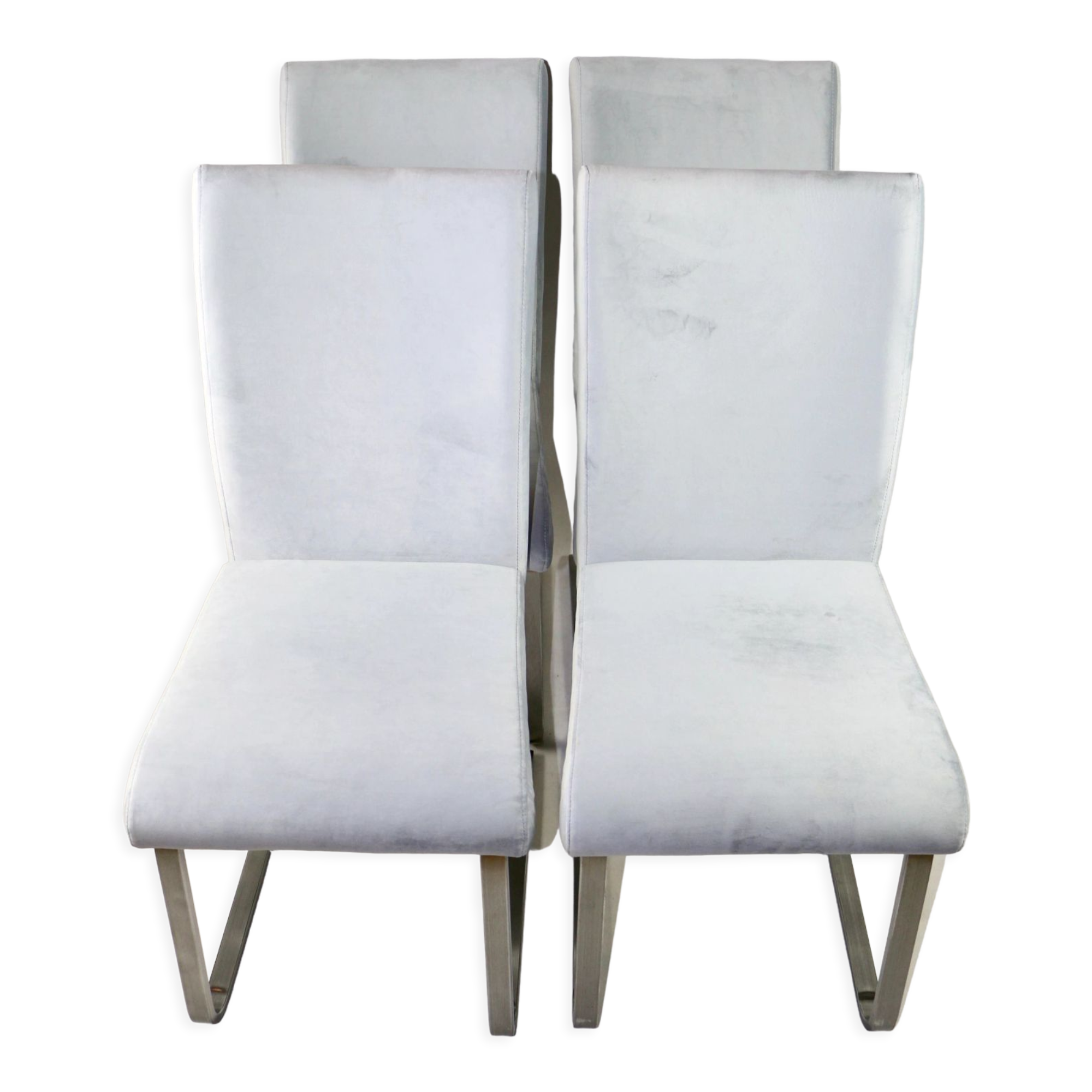 Grey Chairs on aluminium legs fully restored, Set of 4