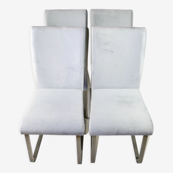 Grey Chairs on aluminium legs fully restored, Set of 4