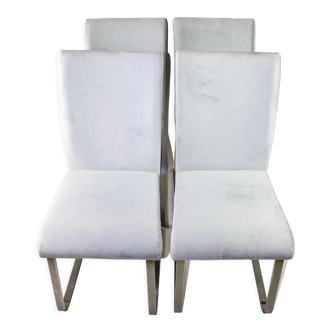 Grey Chairs on aluminium legs fully restored, Set of 4