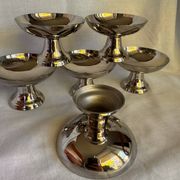 Set of 6 stainless steel ice cream bowls by Guy Degrenne with matching spoons.