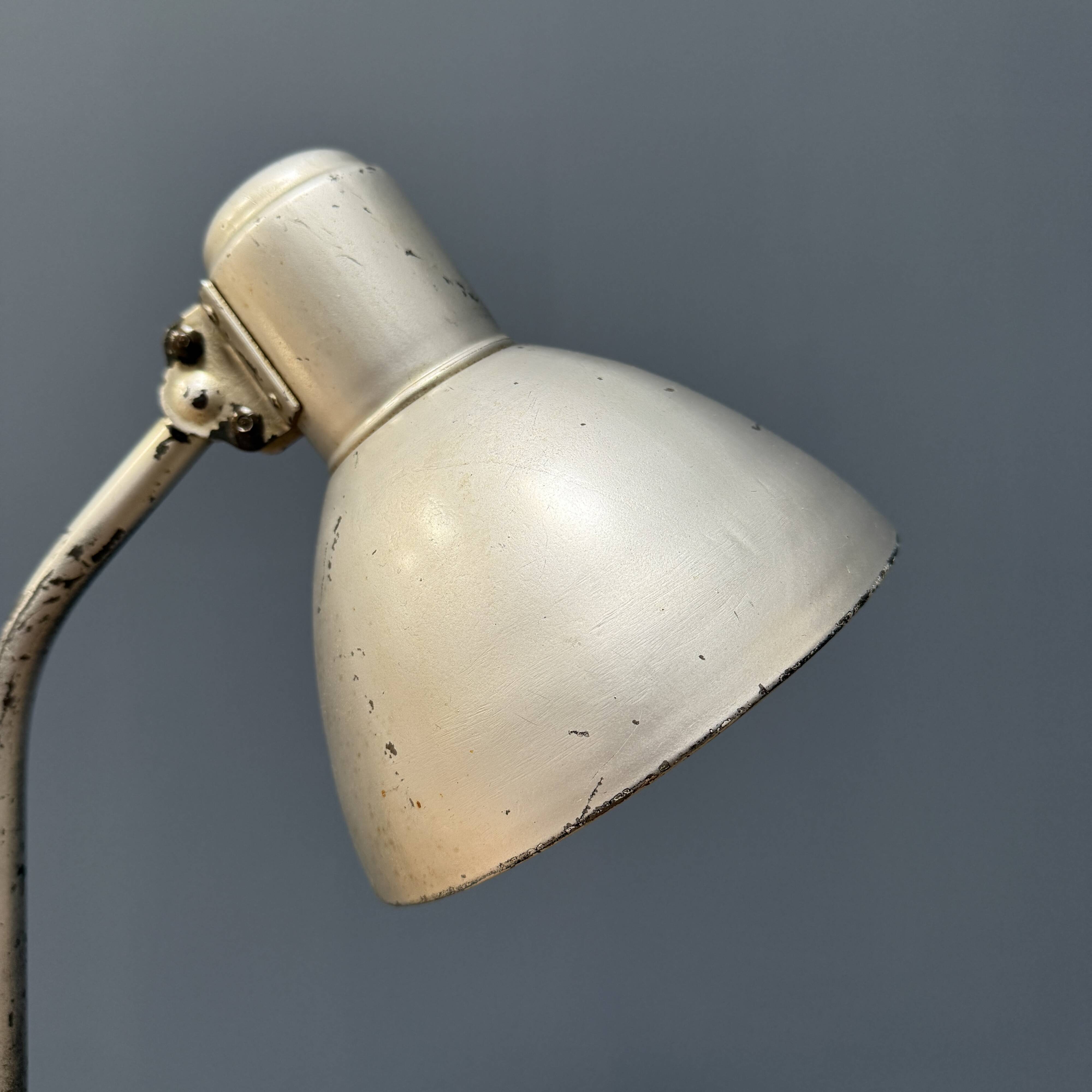 Silver-grey Bauhaus desk lamp