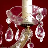Vintage french metal crystal and glass 5 arm paris chic style chandelier 4228