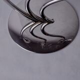 Pair of art deco candlesticks in stainless steel 3 flames, Spain, 1970