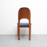 Vintage eetkamerstoelen Holstebro Denmark Teakhout nieuwe stoffering blauw
