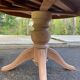 Renovated round extendable dining table with a central wooden leg, 110-210cm.