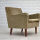 1970s, Danish armchair, original green furniture velour, teak wood legs.