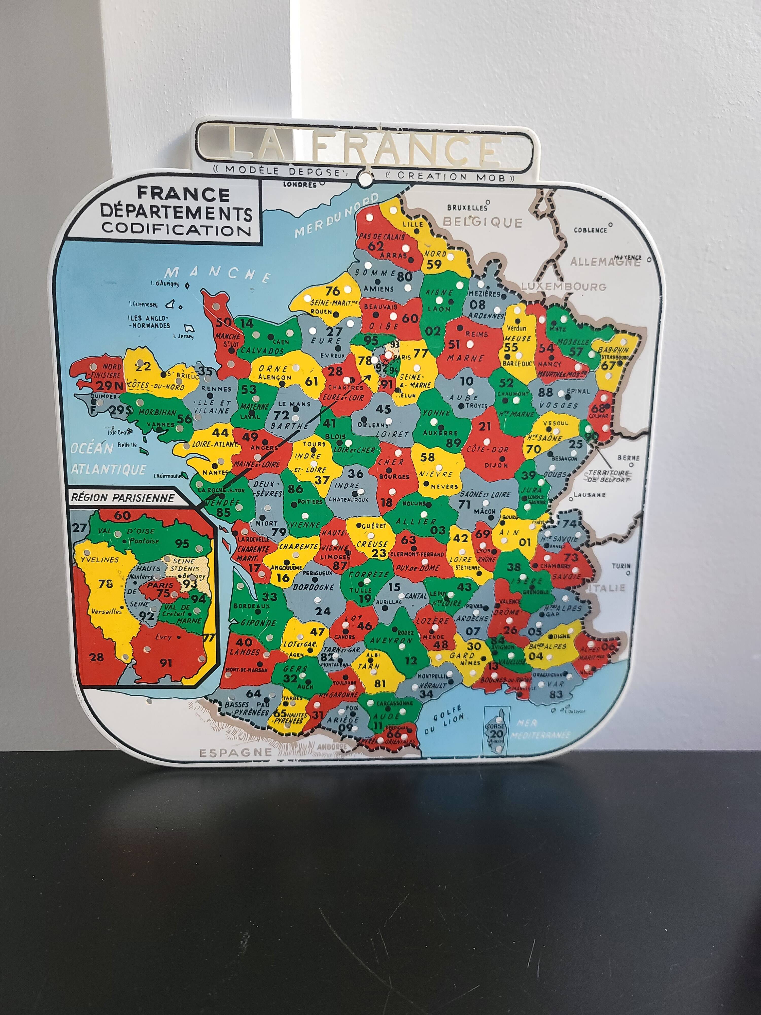 Vintage educational game: France's departments codification Mob