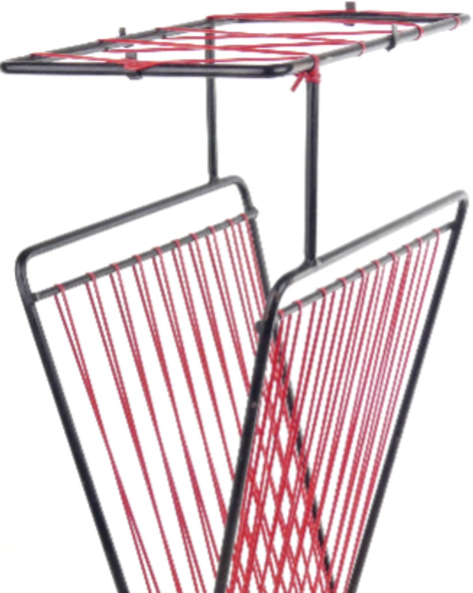 Set of 2 Vintage 1960s Magazine Racks in Wrought Iron and Red Scoubidou