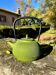 Green cast iron teapot