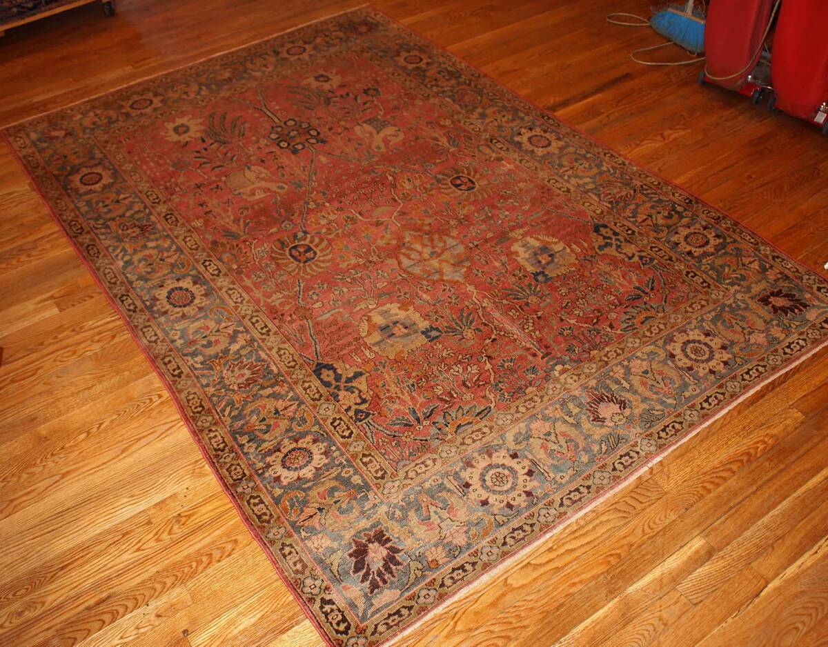 Handmade antique Indian Loristan rug 176cm x 268cm 1880s - 1B143