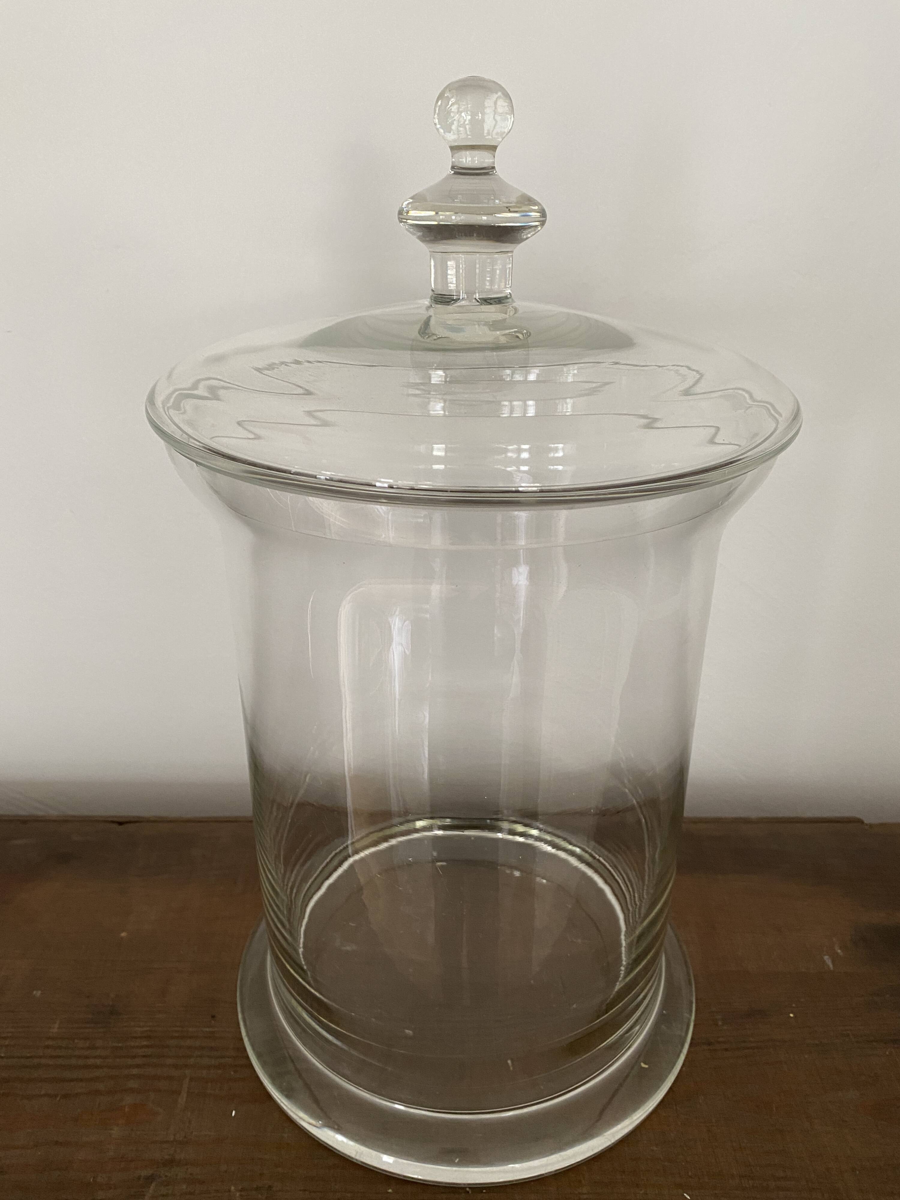 Candy box, pharmacy pot, pot with vintage glass lid Diameter 22.5 cm