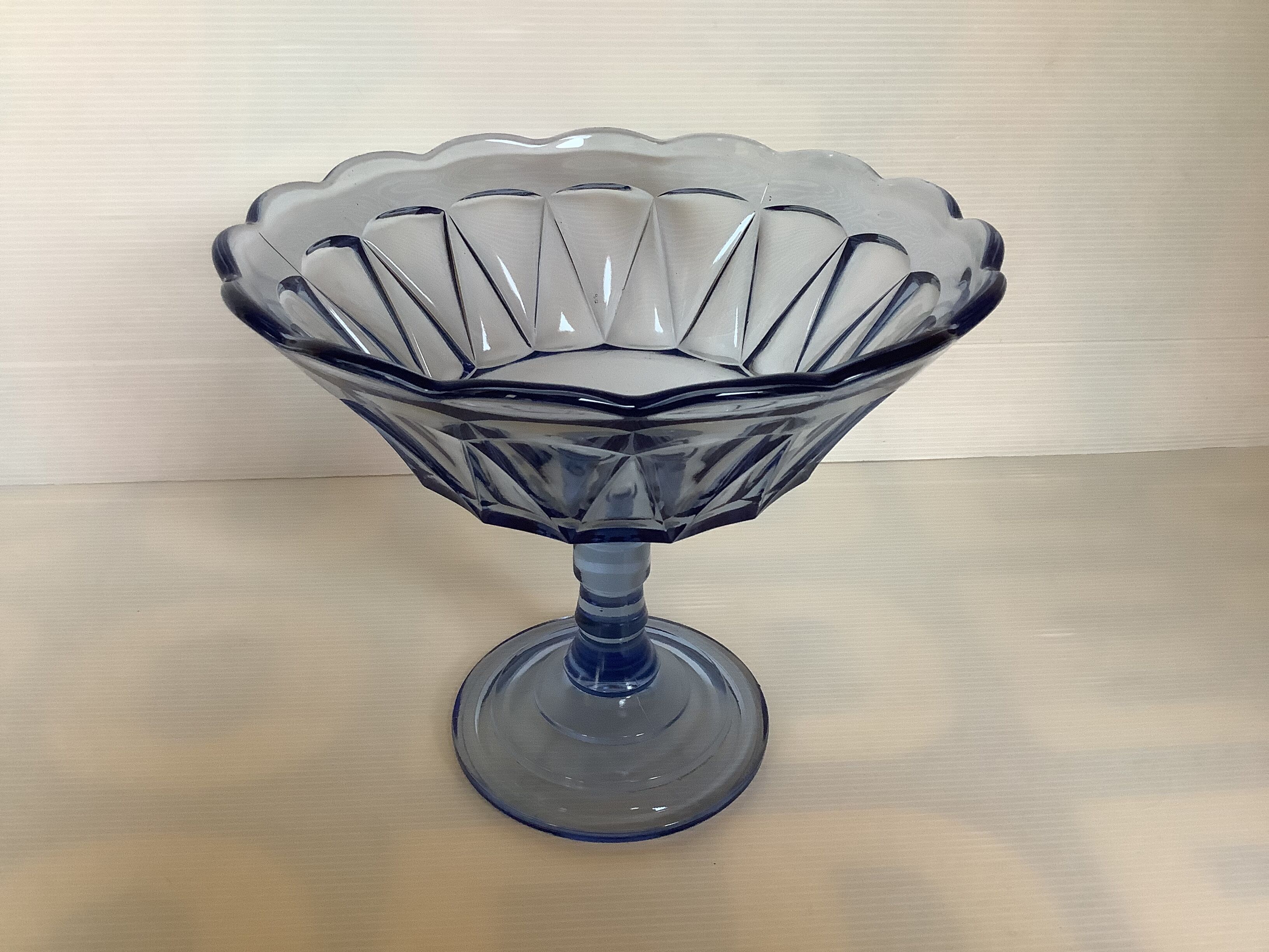Antique blue molded glass footed cup