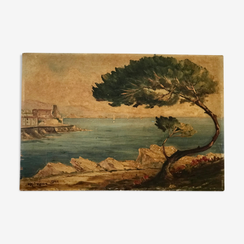 Tableau ancien vue d'Antibes