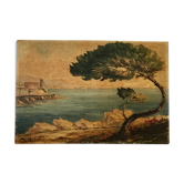 Tableau ancien vue d'Antibes