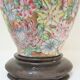 Chinese porcelain lamp foot with polychrome decoration of vintage flowers