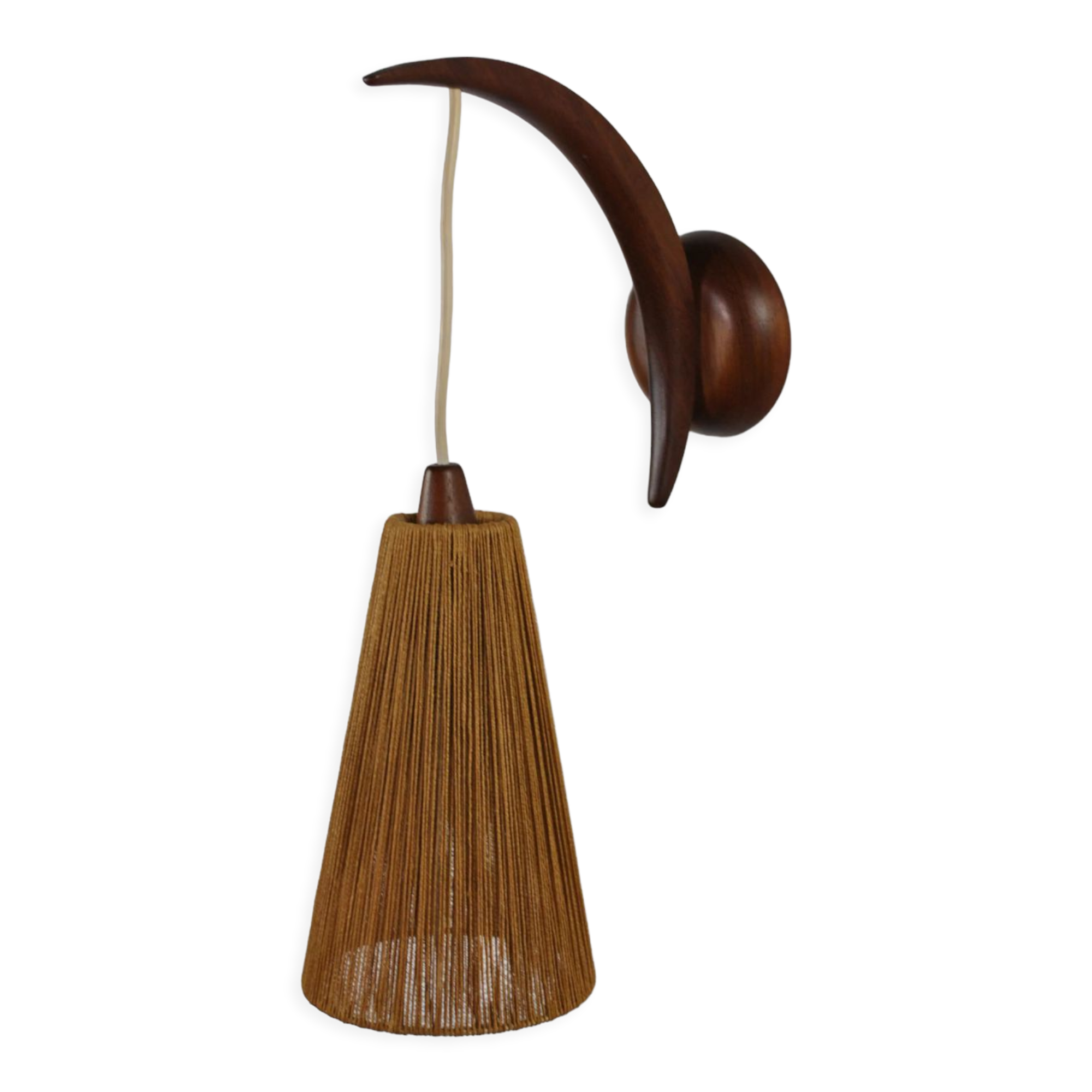 Wall lamp with rope lampshade by ER Nele for Temde, Switzerland, 1960