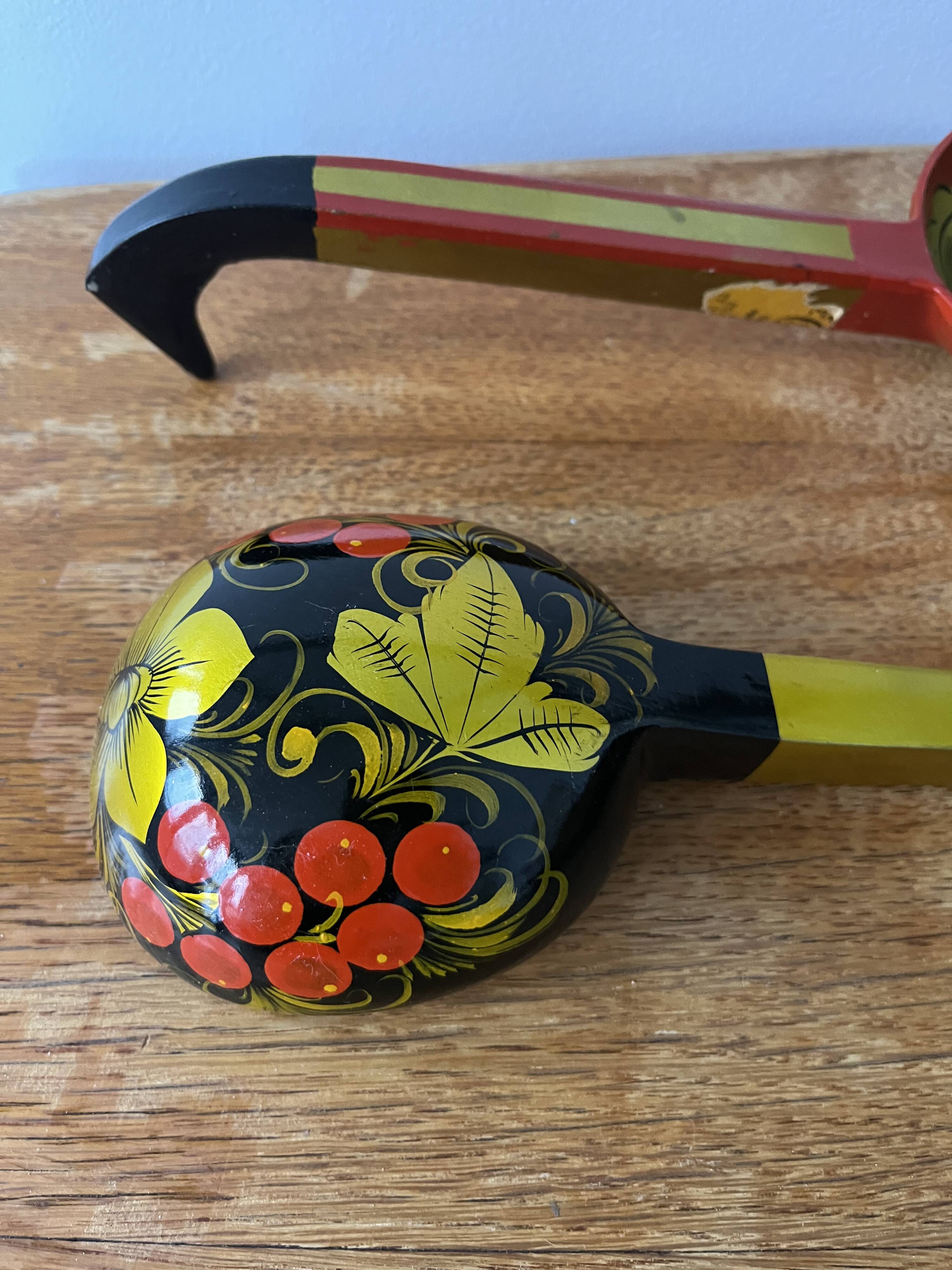 Pair of XL wooden spoons from the Soviet era.