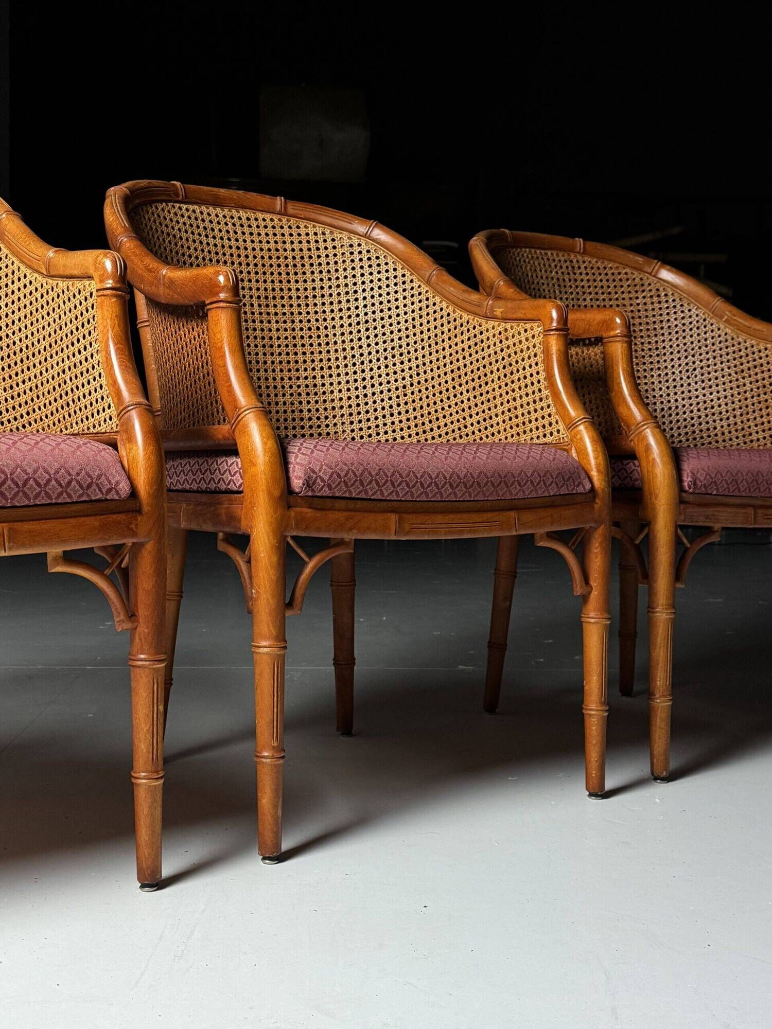 Set of 4 vintage faux bamboo chairs