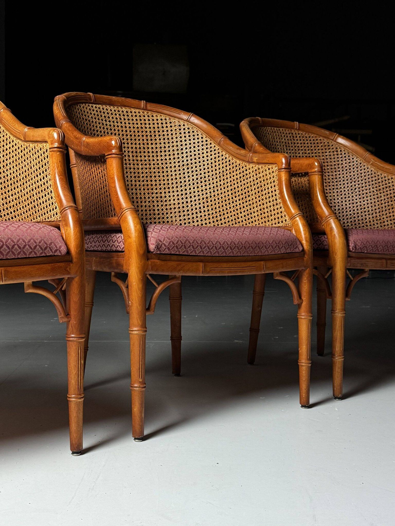 Ensemble de 4 chaises vintage en faux bambou