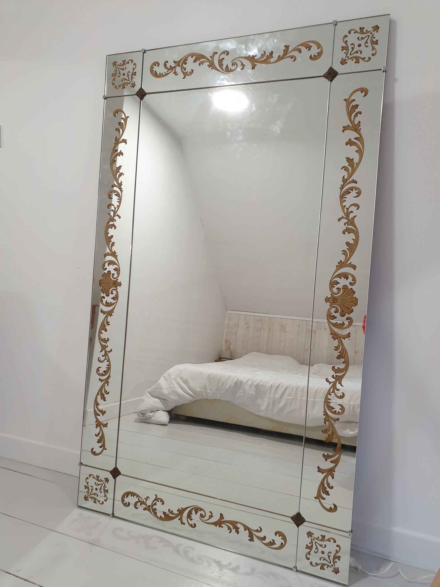 Large brasserie bistro mirror in eglomised glass