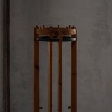 Modern Danish, brutalist round coat rack in solid pine, cylindrical shape, 1970s.