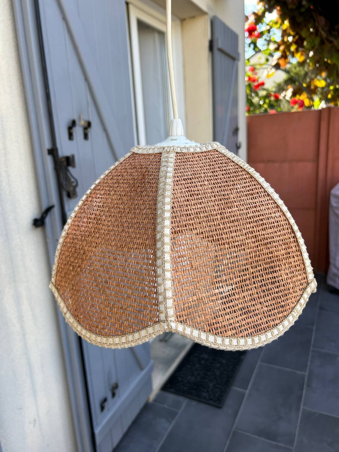 Natural fiber pendant light from the 70s