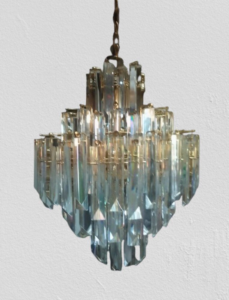Murano crystal chandelier attributed to Paolo Venini, 1970s.