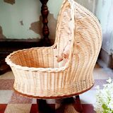 Cradle vintage wicker doll