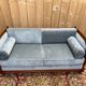 Louis XVI style sofa bed – Mahogany-stained beech & blue velvet