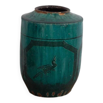 Antique green glazed ceramic vase (circa 1820) #35