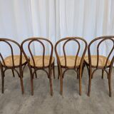 Set of 4 Vintage Thonet Style Dining Chairs: Bentwood Cane Seat, 1970s Bist