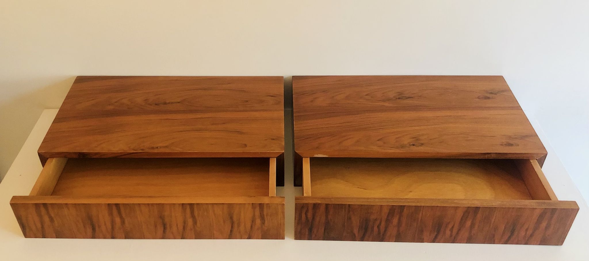 Pair of vintage rosewood veneer shelves, France 60s