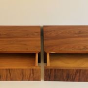Pair of vintage rosewood veneer shelves, France 60s