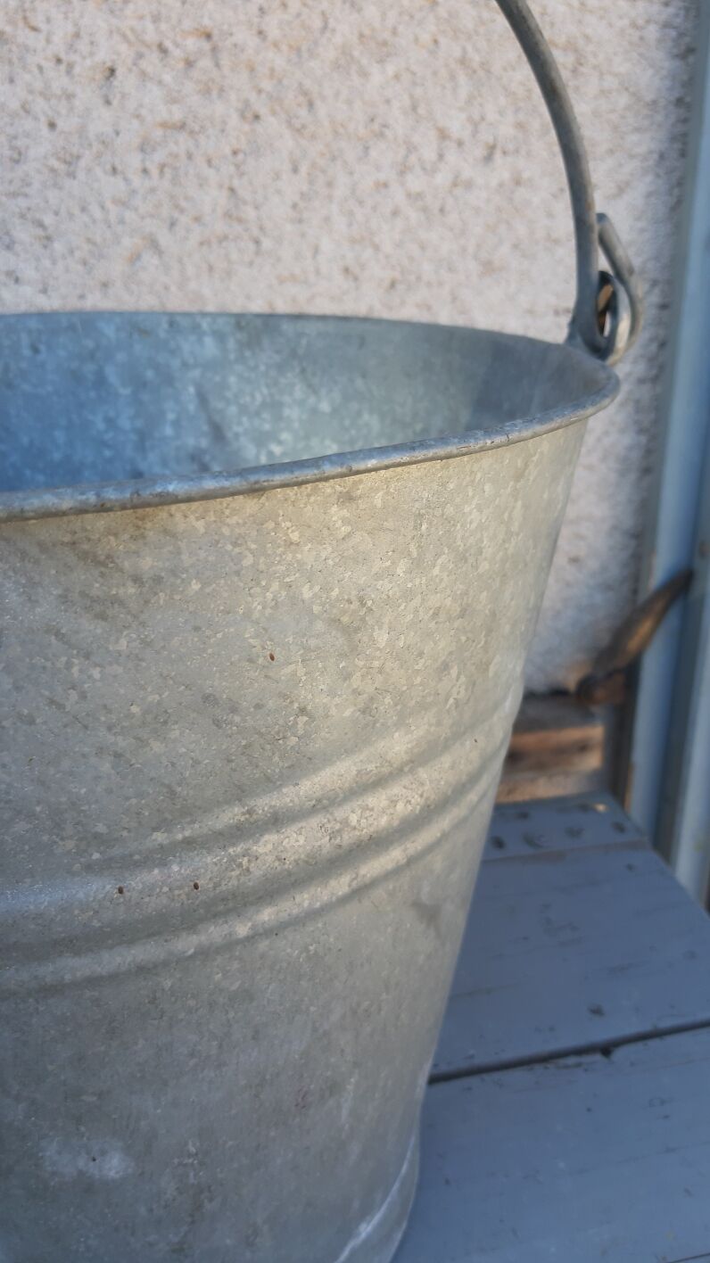 Vintage zinc galvanized steel bucket
