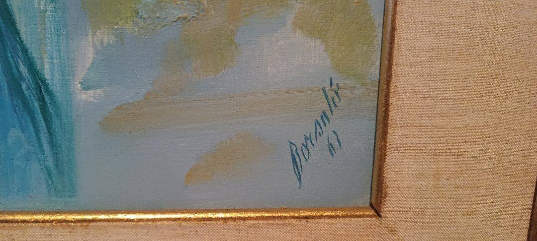 Abstract painting by Renato Borsato (Venice 1927-2013) "Title Violets" 1963