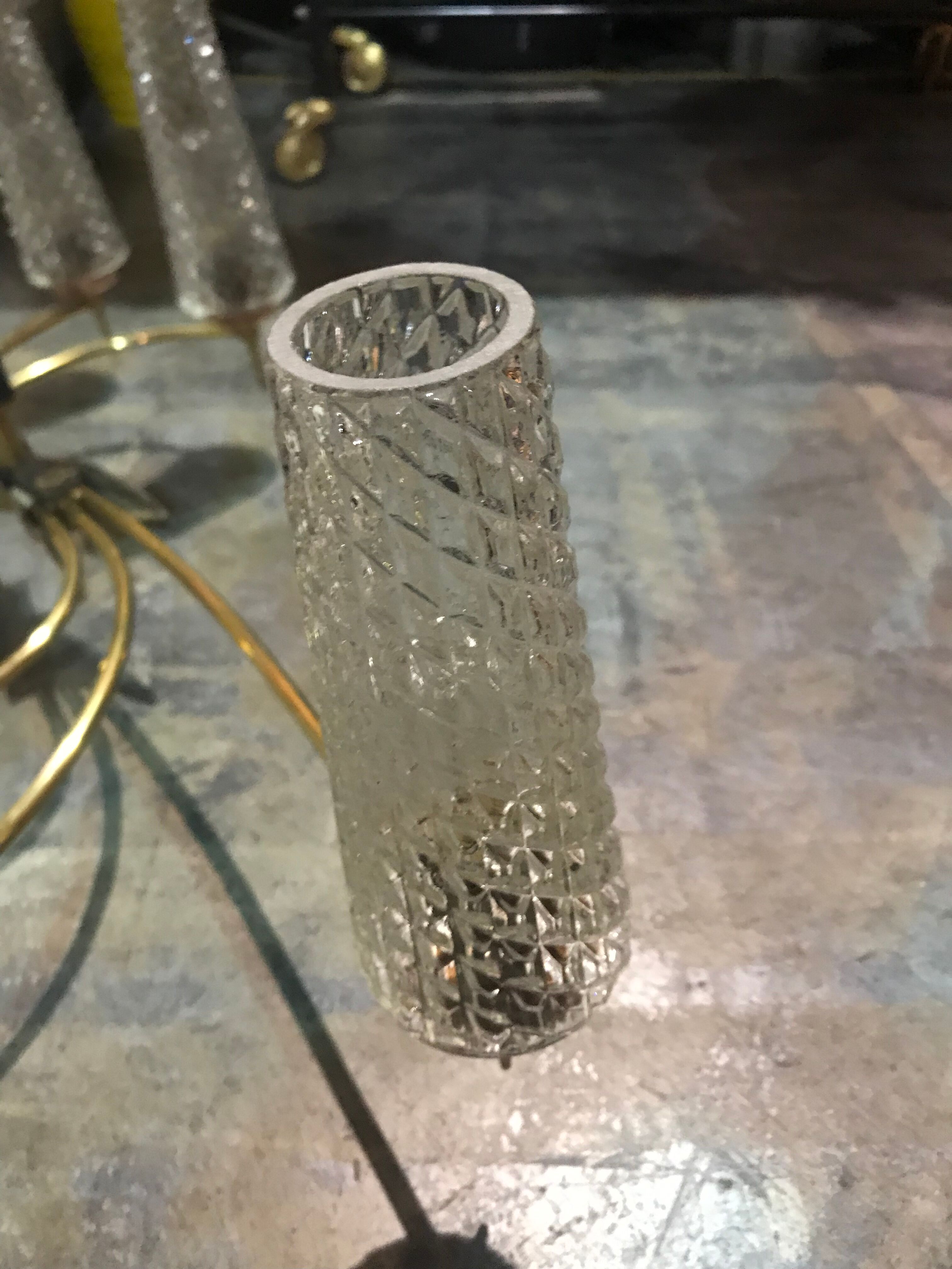 Vintage chandelier in glass and brass 1970