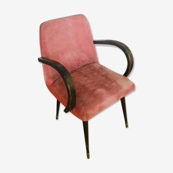 Fauteuil bridge en moumoute rose