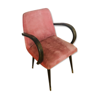 Fauteuil bridge en moumoute rose