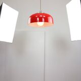 Grande suspension rouge Space Age de Guzzini, années 1960