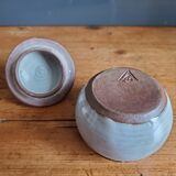 Covered pot in Poncé sandstone signed