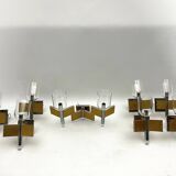 Mid-Century Modern set of eight brass and chrome sconces by Sciolari. Italy 1970s
