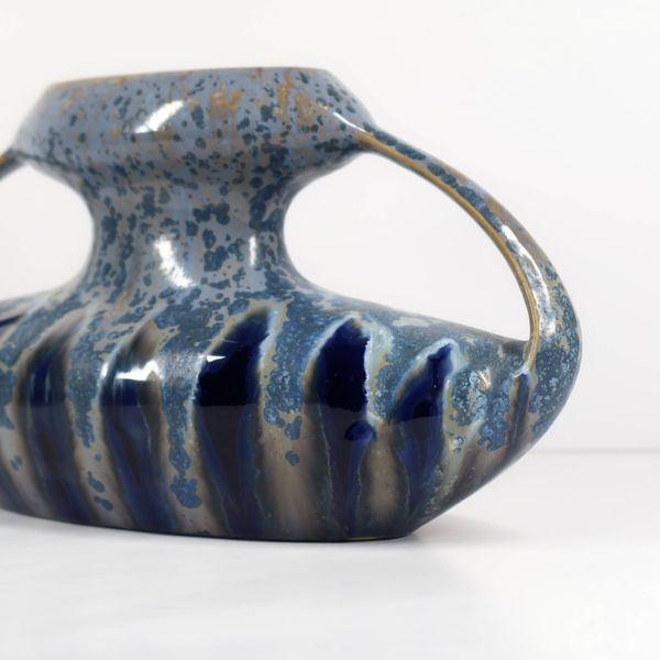 Vase vintage en grès flammé à anses, Gustave De Bruyn pour Fives‑Lille, 193