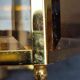 Brass pendant lamp and five-faceted vintage smoked glasses