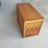Coffre à jouet en bois et rotin